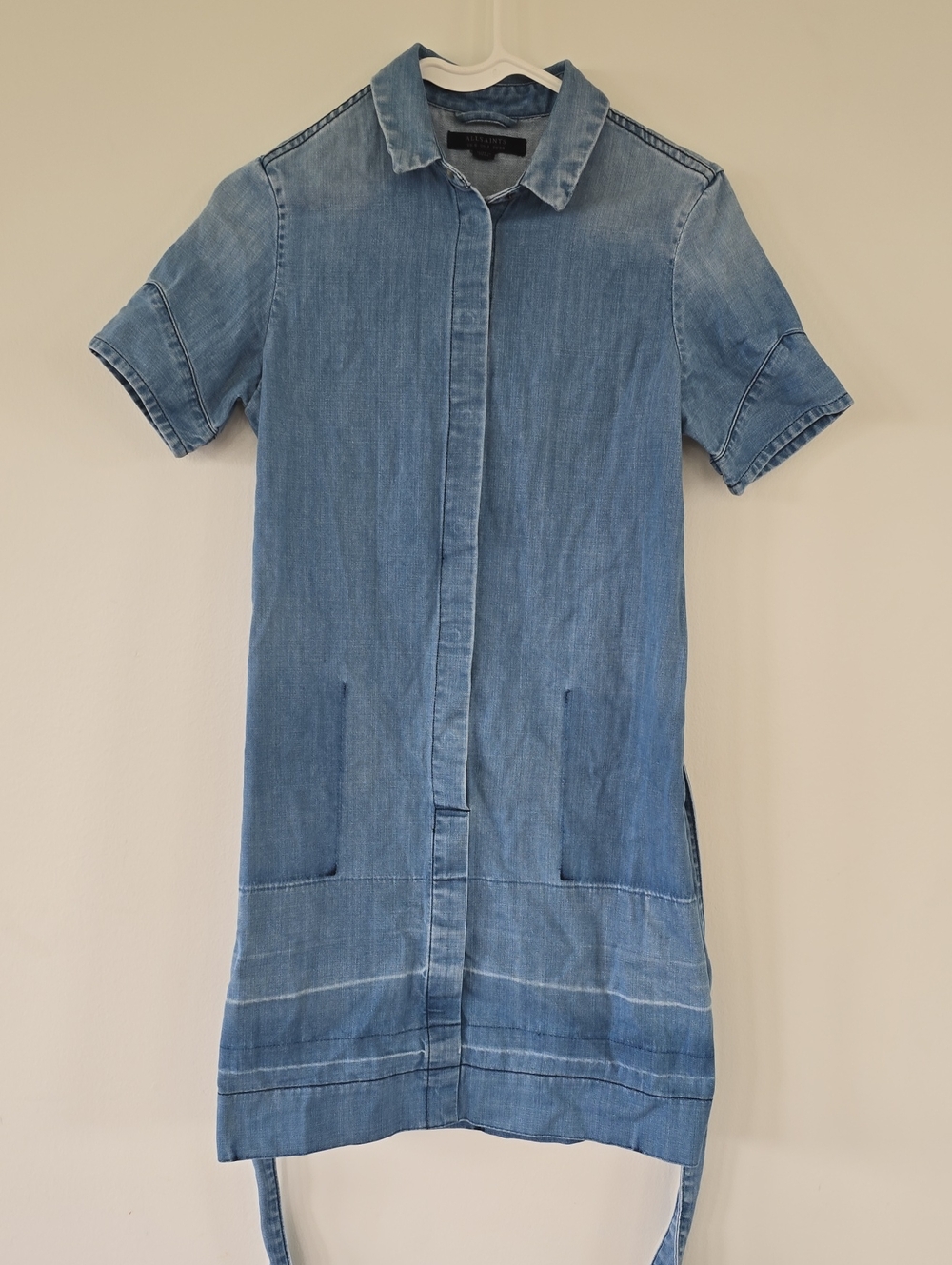 All Saints Light Blue Denim Midi Shirt Dress
